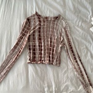 Patterned Raw Hem Crop Top